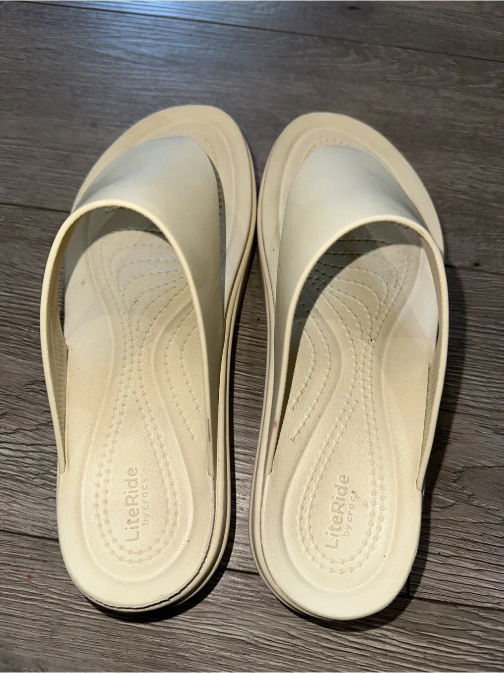 CROCS LiteRide Platform Thong Sandals - Cream